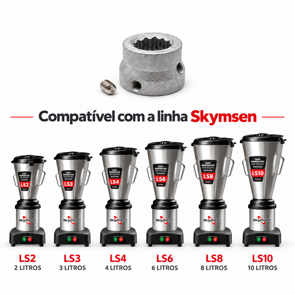 Acoplamento Central + parafuso P/ Liquidificador Skymsen Ls 04 A 10 Lts - Imagem 7